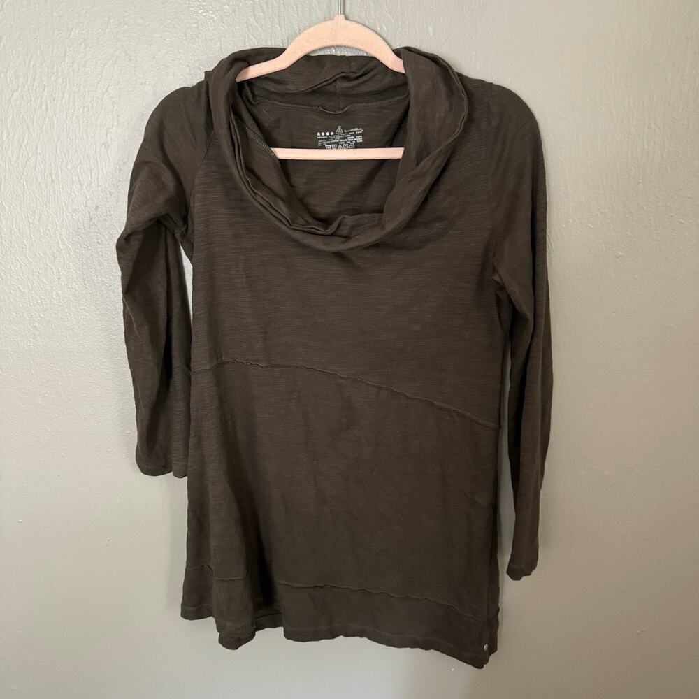 NEON BUDDHA Brown Cowl Neck Long Sleeve T-Shirt Size Small casual comfort